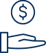 A hand and money symbol icon