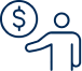A person and money symbol icon.